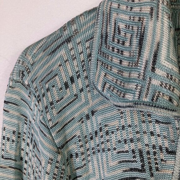 Womens JH Collectibles Petite Silk Blend‎ Cardigan Green Gray Cream PM - Picture 6 of 8